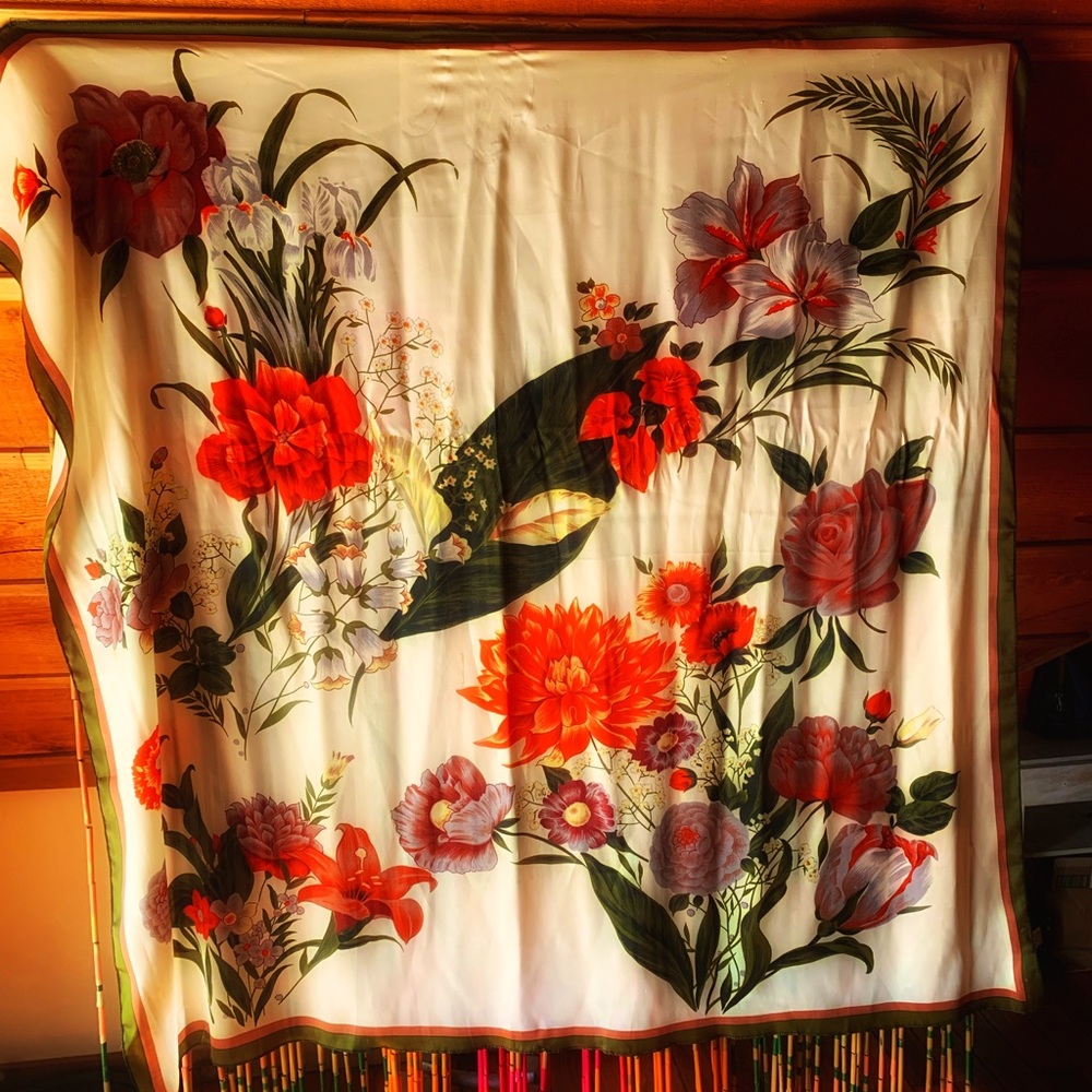 100% Silk large floral scarf